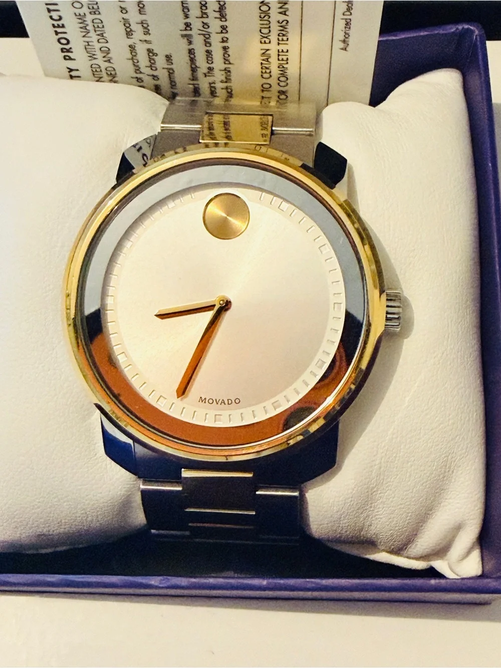 Movado Two-Tone Gold and Silver Minimalist Dial Watch